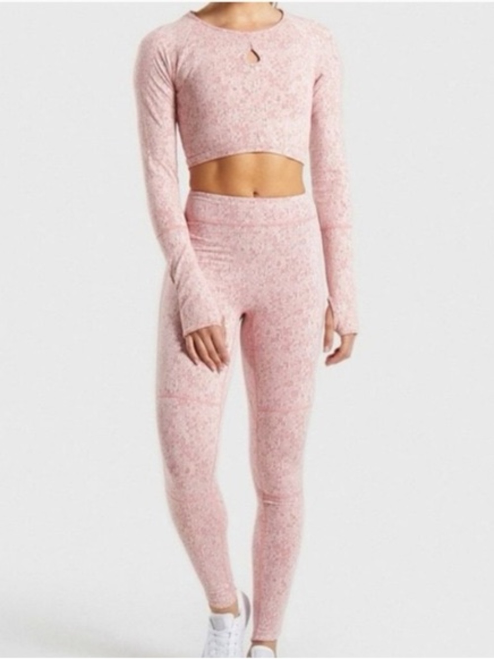 Gymshark Dry Pink Marl Matching Set — Crop Top & Leggings Size S — NWT